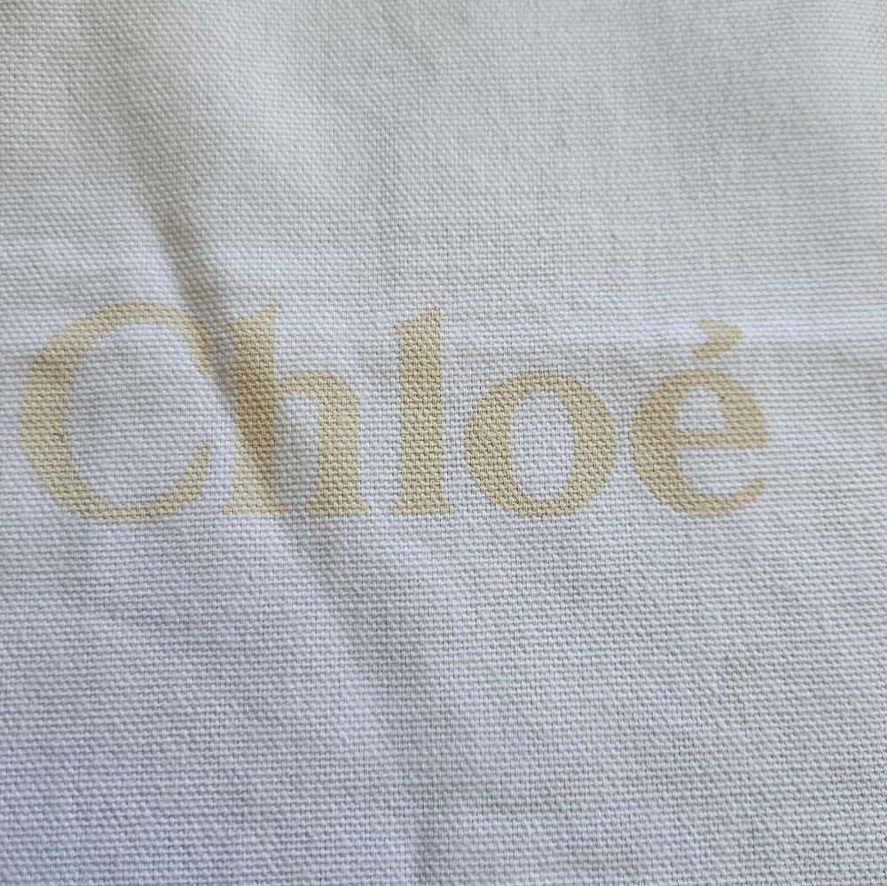Chloé Dust Bag White 12" x 9.5" Drawstring Covet Logo Storage Made In Italy